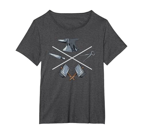 Forgeron Blacksmith Forging Forging Maître Forgeron T-Shirt, Femme Grandes Tailles, Chiné Foncé, 5X