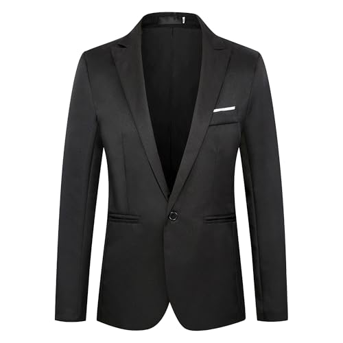 Men's Solid Color 1 Button Slim Casual Suit Business Daily Blazer Sport Coats Wedding Party Prom Formal Suit Jacket