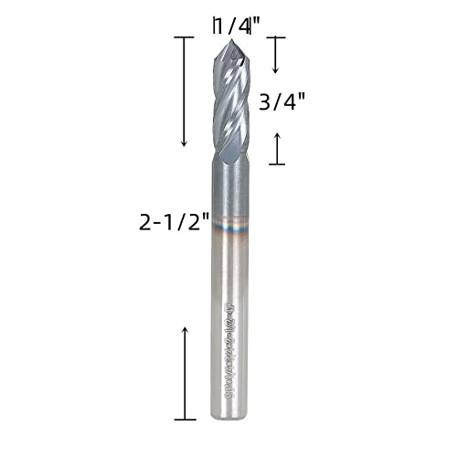 Image of waltyotur 1 /4 Inch Carbide End Mill 4 Flutes 3 /4 Inch Cutting Length x 2-1 /2 Inch Overall Length x 1 /4 Inch Shank Diameter for Aluminum Cutting Non-Ferrous Up Cutting 1 Pcs