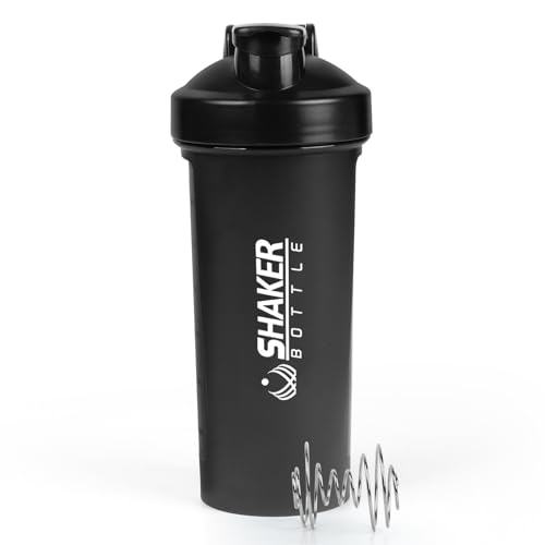 XTKS Protein Shaker Bottle 24oz- Leak- Proof GYM Shaker Cup with Handle and Mixing Ball Effortlessly Blend Drinks, Stay Hydrated During Workouts - BPA Free (BLACK)