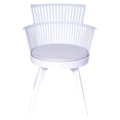Image of Creative White Cafe Chair with Slatted Back, Stylish Cushioned seat for Comfort and Elegance.Perfect for Living Rooms, Balconies | CS-1221 /P2