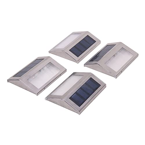 Lámpara de pared solar impermeable para evitar caídas en escaleras exteriores, 4 piezas de luz fría