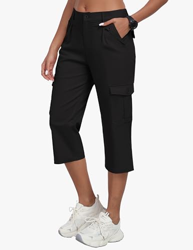 MoFiz Women's Cargo Capris Pants with 6 Pockets Lightweight Cotton Hiking Casual Travel Summer Capri Pants for Women3