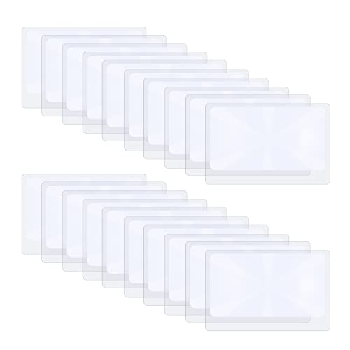 TIESOME Fresnel - 20 lentes de lupa de tamaño 3X de bolsillo, lupa para tarjetas de crédito, cartera, lupa de joyería para lectura o iniciador de fuego, 3.34 x 2.16 pulgadas