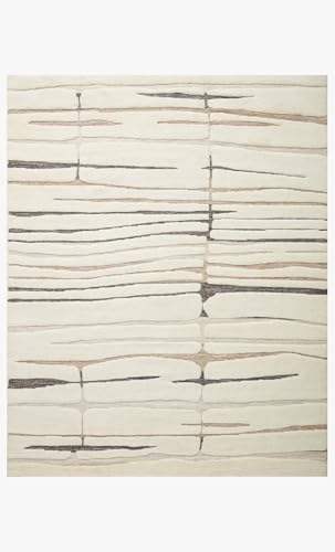 Image of Modern Pattern Wool Carpet with Loop Texture Yarn Anti Shedding Carpet Size 5x8 Feet C1 Ivory & Multi Color
