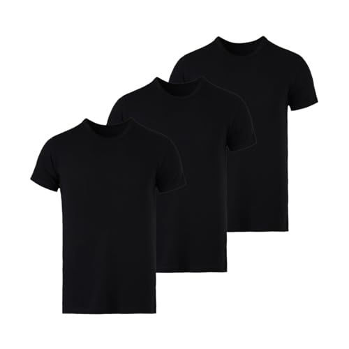 Mody Mens Undershirts 3-Pack Black T-Shirts for Men Crew Neck Undershirt Cotton Mens Undershirts Black Men Tank Tops