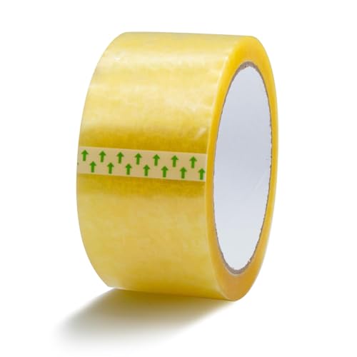 RAYLU PAPER® - Rollos de Precinto, Cinta Adhesiva para Embalaje de Cajas de Envío Resistente y Extra Fuerte, 66 metros x 50 mm de ancho (1 unidad-ECO, Transparente)