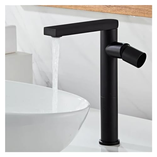 Mitigeur noir poli robinet de lavabo haut doré moderne - 8
