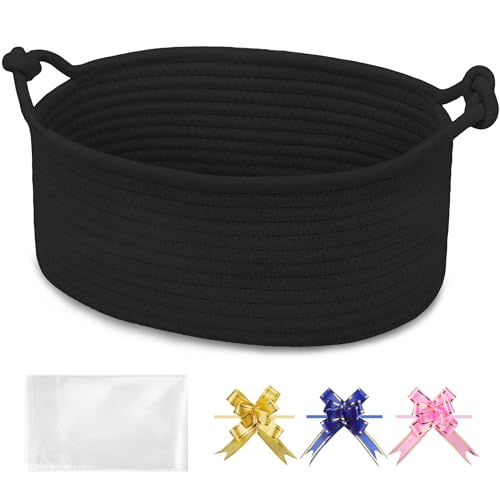 Image of Small Empty Gift Basket with Bag & Ribbons, Black