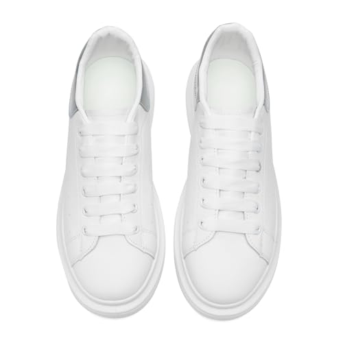 COVS Platform White Sneakers for Women, Women's Fashion Sneakers, Leather Sneakers for Women Unisex Height Increase Shoes2