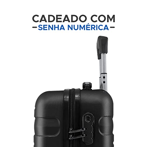 Mala De Bordo Viagem Rígida Em Abs 4 Rodinhas 360º Cadeado (Preto)