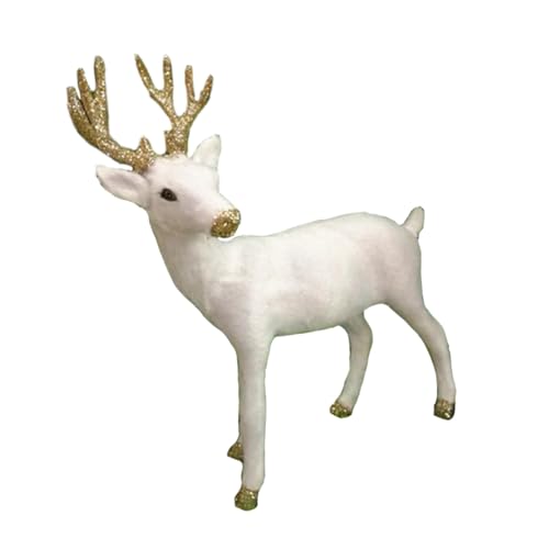 LALADEFIEE Simulation White Wild Deer Model Desktop Decor for Christmas