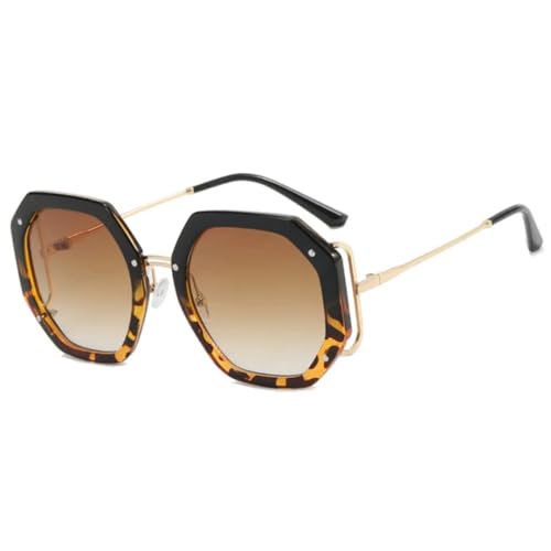 Lunettes de soleil femmes monture métallique polygonale vintage UV400 tendance