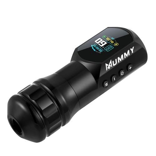 Mummy Tattoo Rotary Cartridge Machine Rotary Battery Pen with1500mAh Digital LED Display for Tattoo Equipment Supply (black)
