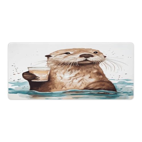 Grand tapis de souris de jeu en caoutchouc motif loutre de mer 91x40cm