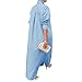 Women's Button Down Maxi Shirts Dress Long Sleeve Collared V Neck Kaftan Loose Long Dress Coat (Blue, X-Large)
