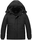 GGleaf Boy's Hooded Puffer Jacket Water Resistant Lightweight Soft Fleece Outerwear Padded Winter Co