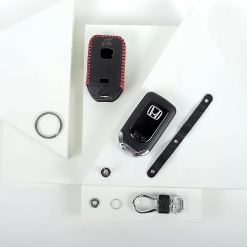 Image of Leather Car Smart Key Cover Case for Honda Accord, Jazz, H.City, BR - V, CR - V, WR - V, Civic(Black)