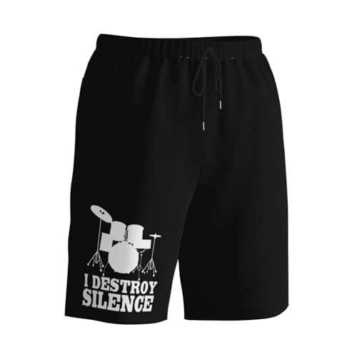 I Destroy Silence Drums Men's Quick-Dry Board Shorts 7" - Swim Trunks Summer Hawaii Beach2