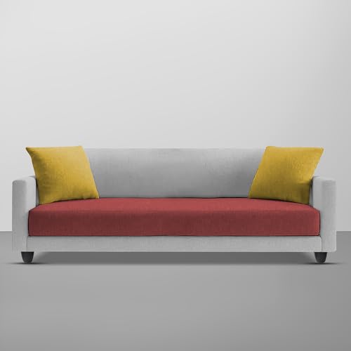 Image of Casaliving Dominic 3 Seater Sofa Set for Living Room (Maroon Grey Fabric) Premium Fabric Sofa