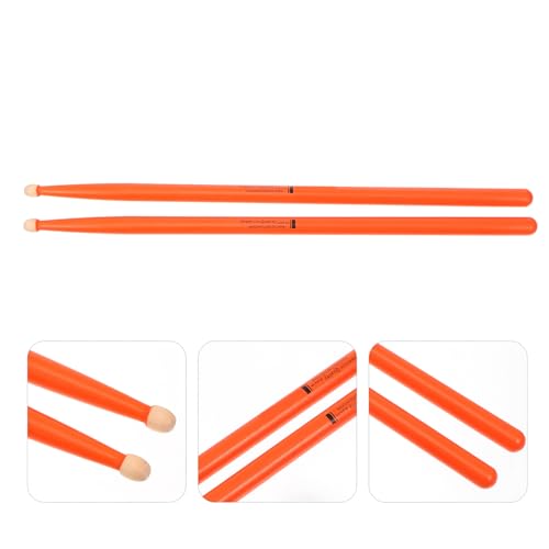 2 pares de baquetas de madera de maple color naranja miniatura 7