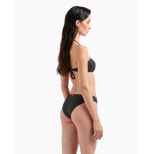 Emporio Armani Women's Metallic Textured Bandeau Top and Low Waist Brief Bikini Bottom4