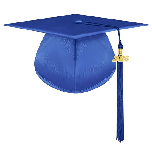 Herrenbek Shiny Kindergarten Graduation Cap with 2026 Tassel Adjustable Preschool Kids for Boys or Girls Royal Blue