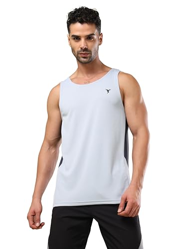 Image of TECHNOSPORT Men's Solid Slim Fit Scoop Neck Sports Innerwear Vest with TECHNOCOOL+ Quick Dry Anti Odour Anti Microbial 2 Way Stretch Soft & Smooth Activewear