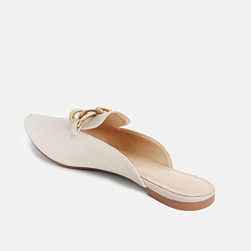 Image of Juliet Holy Womens Mules Flats Pointed Toe Backless Loafers Slip on Metal Chain Slides