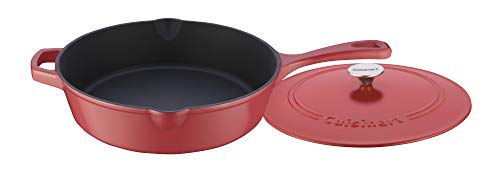 Image of Cuisinart Chef's Classic Enameled Cast Iron Dutch Oven with Lid, Porcelain Enameled Interior, Oven Safe, Induction Compatible, 12-Inch, Chicken Fryer, Peony Pink