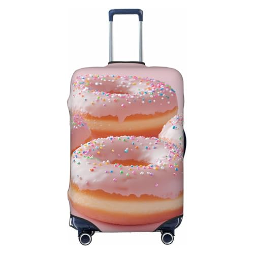 Pink Donuts Dessert Elastic Travel Luggage Cover, Washable Spandex Suitcase Protector, Anti-Scratch Fits 18-32 Inch