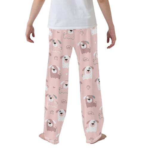 CaTaKu Boys Cute Dogs Scandinavian Pants for Boys Girls Wide Leg Sweatpants Kids Long Bottoms with Pockets Size 6-14Y2