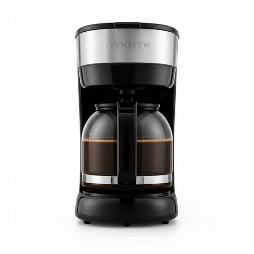 OVENTE 12-Cup Drip Coffee Maker, Auto Keep Warm Function, Anti-Drip system with Reusable Filter and Borosilicate Glass Carafe, One-touch Operation, Black CM412B