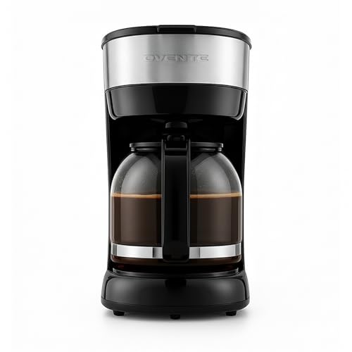OVENTE 12-Cup Drip Coffee Maker with Borosilicate Glass Carafe, One-Touch Operation Machine, Anti-Drip System, Reusable Filter and Clear View Water Level Gauge, Ideal for Home or Office, Black CM412B by OVENTE - Used condition - US$20.23