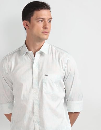 Image of Arrow Abstract Print Twill Casual Shirt White