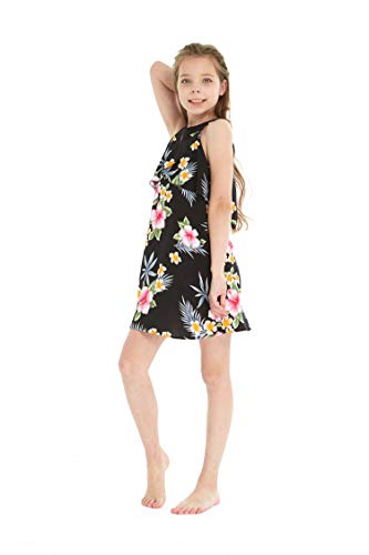 Image of Family Matching Hawaiian Clothes, Hibiscus Black | Black Hibiscus Print • Soft Rayon Fabric • Family Matching Outfits • Vacation Ready • Luau Party Wear