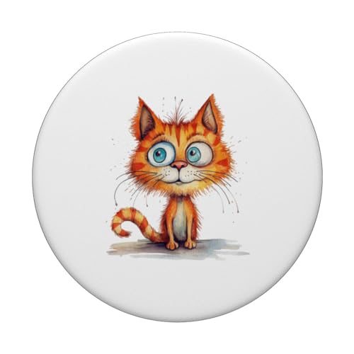 funny animal amazing cat PopSockets Swappable PopGrip, Black - Image 3