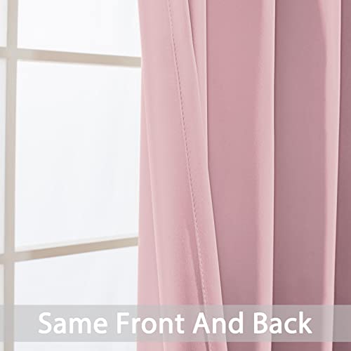 Yakamok Insulated Blackout Window Draperies - Energy Efficient Home Decor Grommet Top Curtains for Bedroom(Pink, 52Wx36L, 2 Panels)