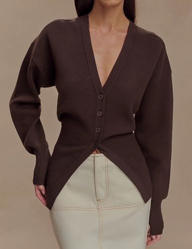 Cardigan Sweater for Women Oversized Deep V Neck Button Front Cardigan Fall Trendy Outfits2
