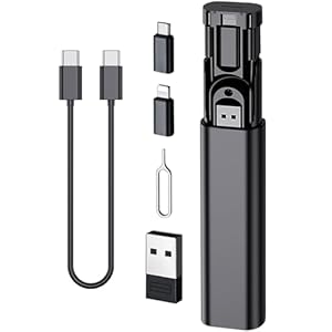 Multi USB Charging Adapter Cable Kit, USB C to Ligh-ting Adapter Box, Conversion Set USB A Type C Lightn-ing Micro Adapter Kit,60W Charging and Data Transfer Cable Kit Sim Tray Eject Tool Slots