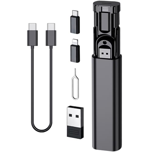 Multi USB Charging Adapter Cable Kit, USB C to Ligh-ting Adapter Box, Conversion Set USB A Type C Lightn-ing Micro Adapter Kit,60W Charging and Data Transfer Cable Kit Sim Tray Eject Tool Slots