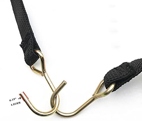 Miniatura 2 de Cuerda elástica plana, cuerda elástica ajustable de 48 pulgadas, color negro, resistente, con ganchos