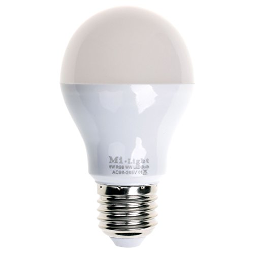 1x 2,4GHz RF LED Lampe Birne E27 6W 220V Mi-Light RGBW RGB+W Warmweiß LED Glühbirne Steuerbar per WiFi Steuerung iPhone iPad Android Smartphone Tablet