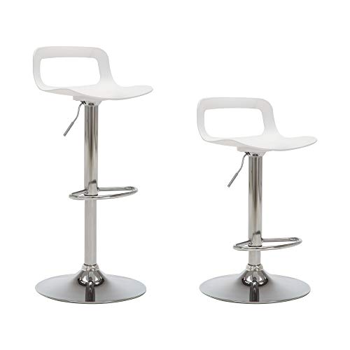 LSSPAID Bar Stools Set of 2, Adjustable Counter Height Barstools, Metal Kitchen Island Bar Chairs, White