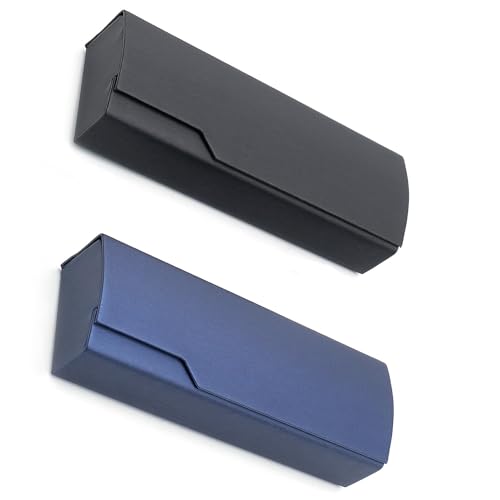 Image of 2 Pieces Hard Shell Eyeglasses Case, Spectacle Storage Case Holder Sunglasses Case Protective Case for Men and Women, Black,blue