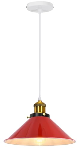 PETITES ECREVISSES Suspension Lustre Industrielle 3 Lampes Luminaire Plafonnier Vintage Lustre Abat-Jour Ø22 cm en Métal de douille E27 Lampe Rétro pour Séjour...