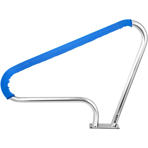 VEVOR Schwimmbad-Handlauf 121,9x91,5 cm Pool Haltegriff Ø 4,8 cm Edelstahl Einstiegshilfe Pool Kurven-Design Griffbogen mit Griffabdeckung & Zubehör Ideal für Schwimmbäder Schräglage Spa Wasserpark