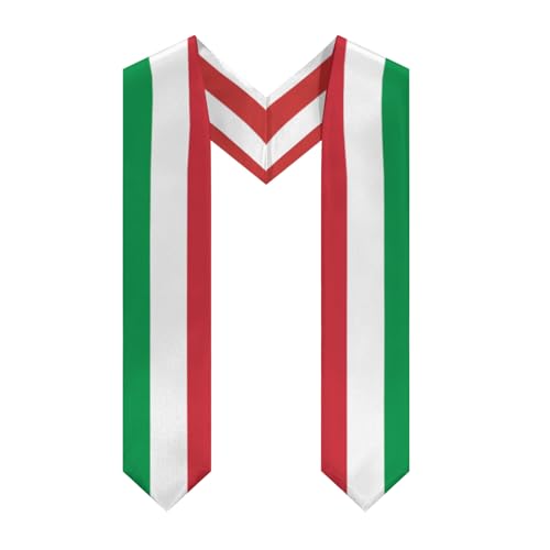 Italy Italian Flag Graduation Stole Sash Shawl for Men Women Thickened V-Neck Scarf Double-sided for International Students Teachers Study Aboard Graduate Gift 72 inches Unisex