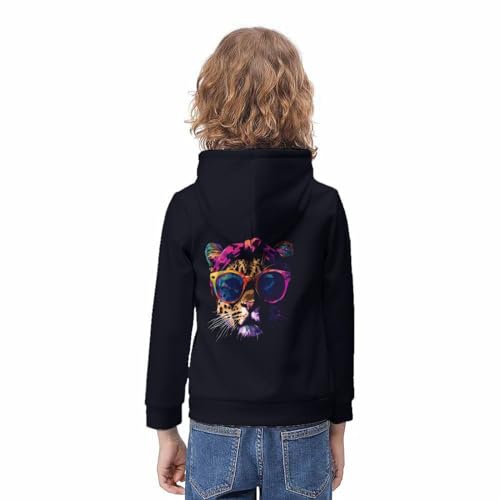 Sweat-shirt à capuche enfants avec poche à cordon imprimé chat mignon - 4