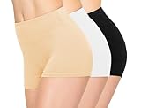 ALWAYS Women Boyshort Underwear Panties - Soft Stretch Boxer Brief Yoga Shorts 3 Pack Black White Nude 2X Small